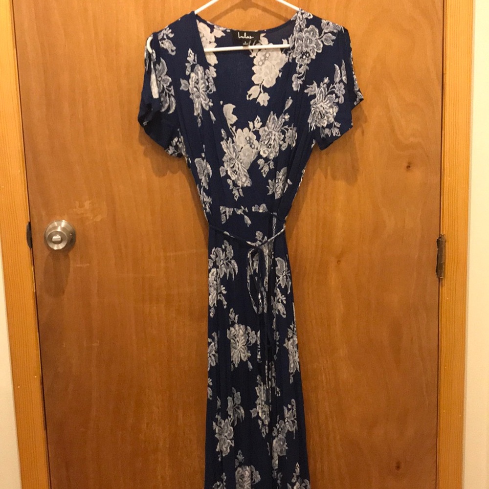 LULUS floral print wrap maxi dress
